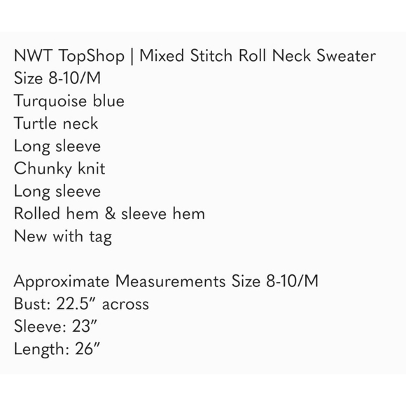 NWT TopShop | Mixed Stitch Roll Neck Sweater - Picture 10 of 10